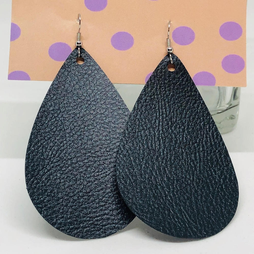 Teardrop Faux Leather Earring
